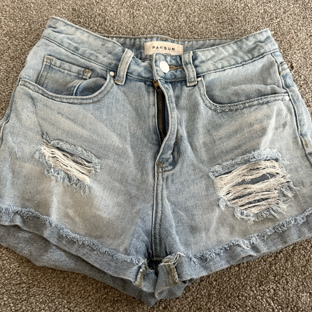 PacSun Faded Blue‎ Ripped Jean Shorts